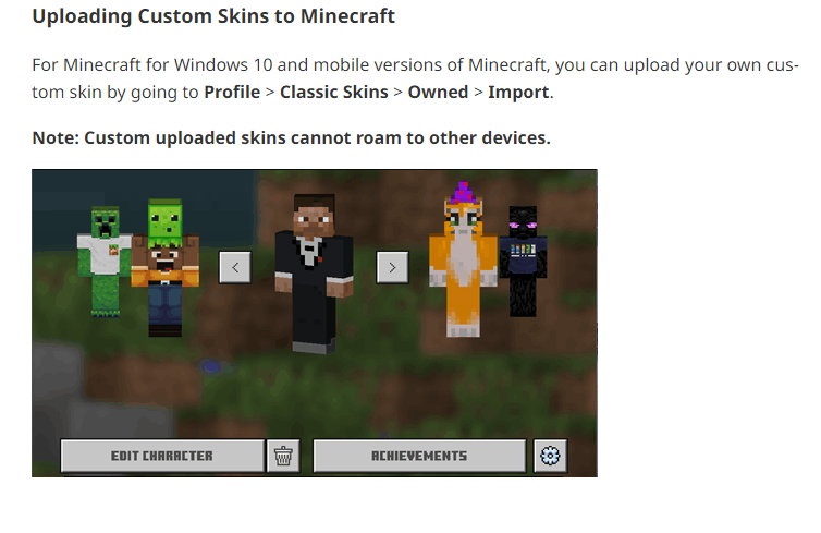 How to Find and Upload a Custom Skin in Minecraft Windows 10