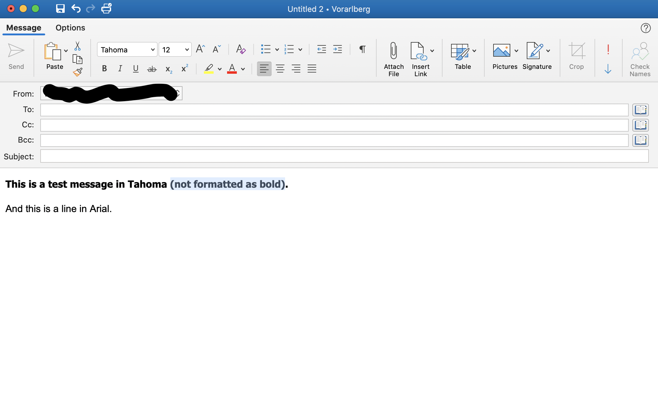 Outlook For Mac Tahoma Font Is Locked On Bold