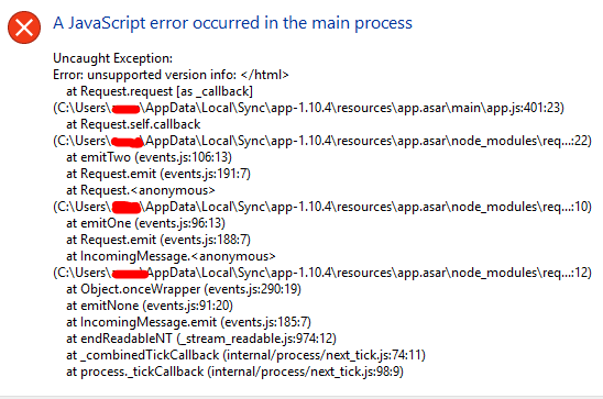 a JavaScript error occurred in the main process - Help - Microsoft Community