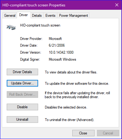 Install hid compliant touch screen windows 10