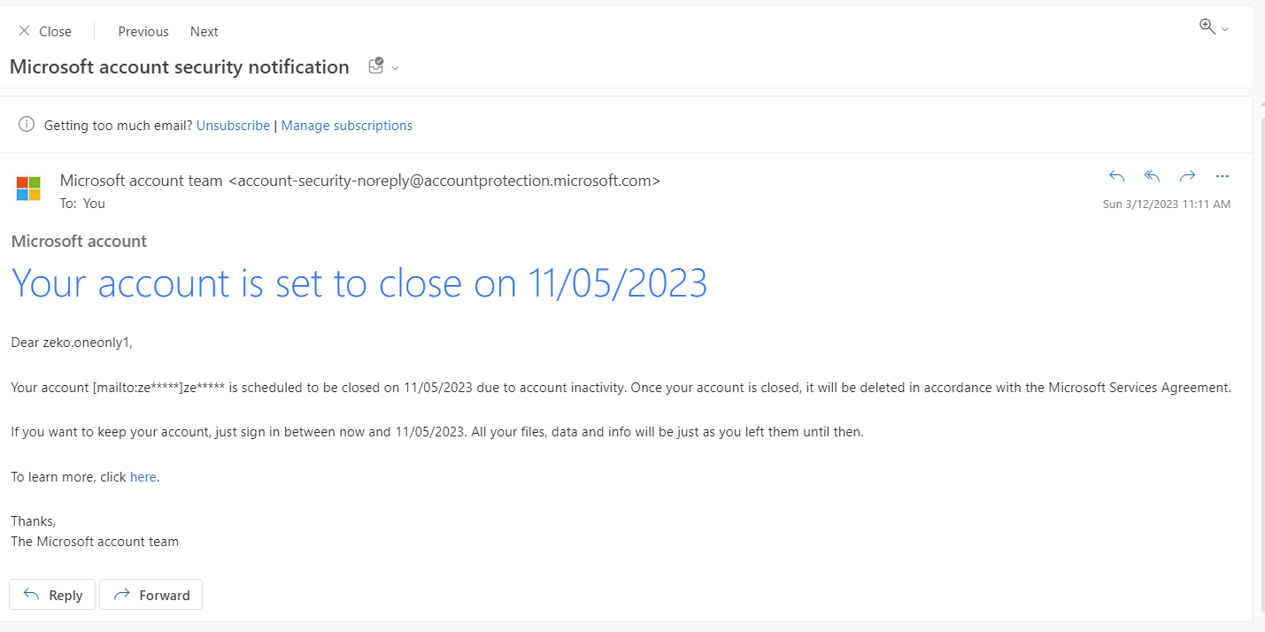 Your Account Is Set To Close On 10/05/2023 - Microsoft Community