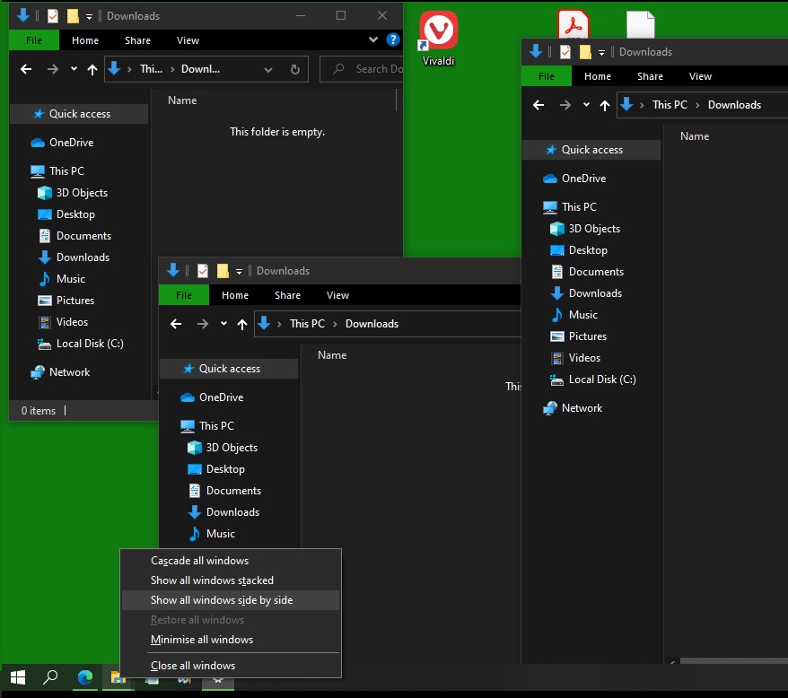 Why does show windows side by side sometimes display windows in a