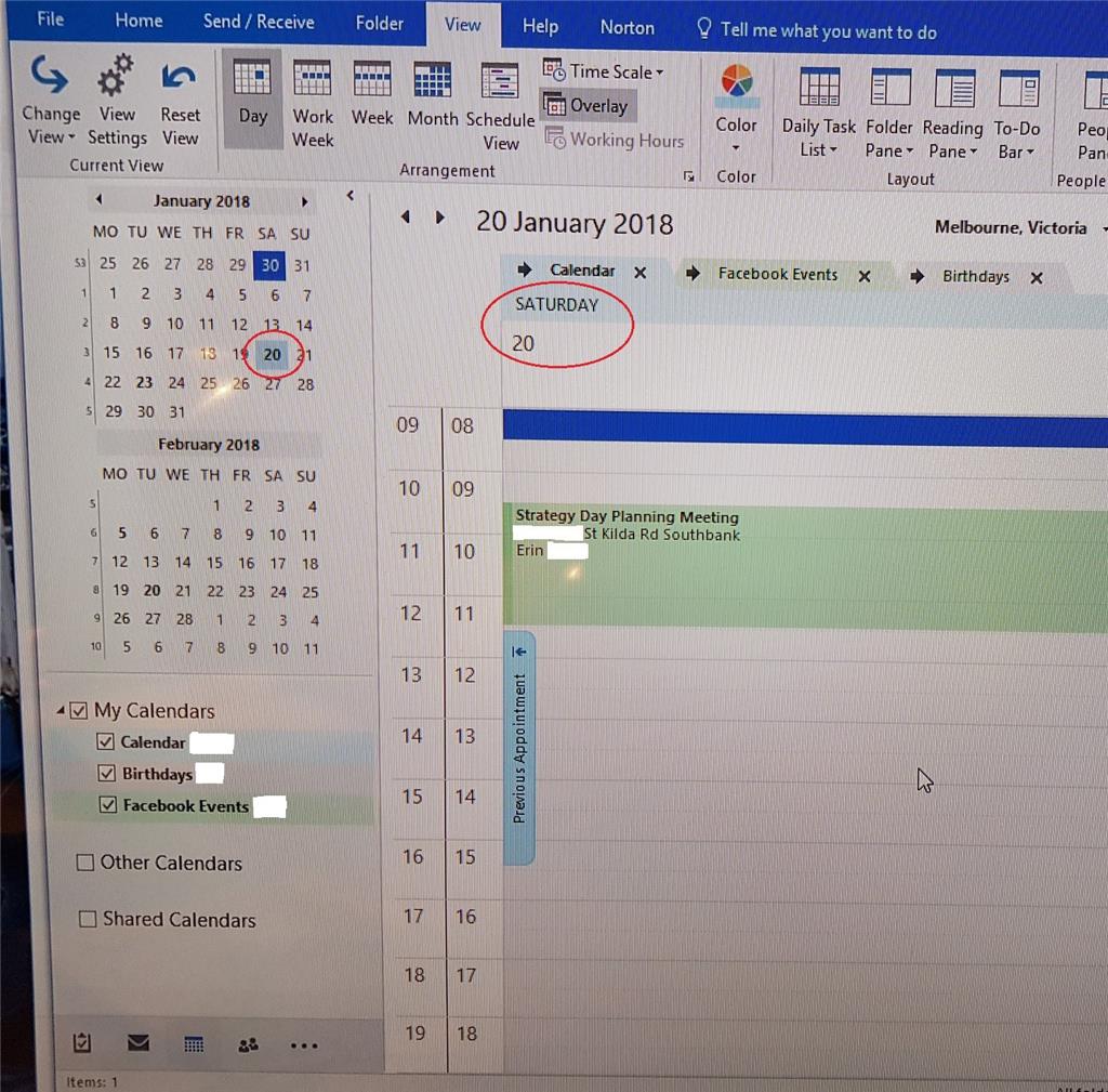 Microsoft Outlook Calendar Issues