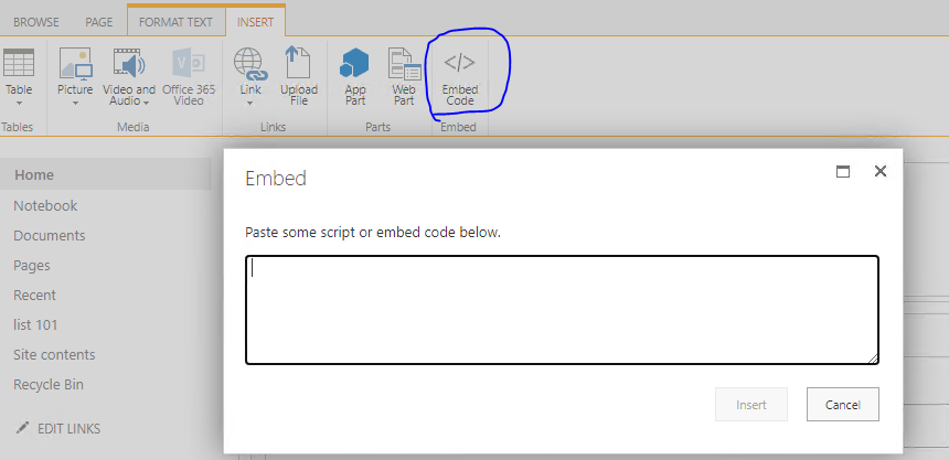 How To Embed HTML Code Into SharePoint? - Microsoft Community