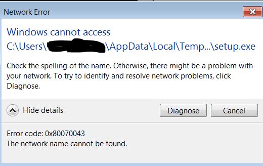 Error Code 0x80070043 Network Name Cannot Be Found, But This Is On A ...