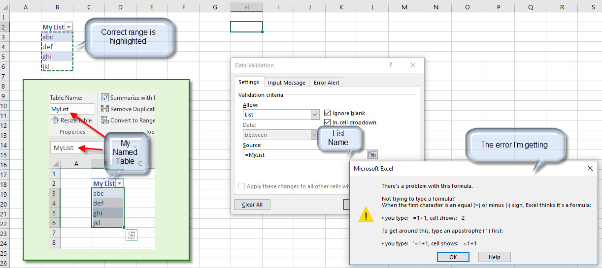 Excel 16 Unable To Use Named Table For List Data Validation Microsoft Community