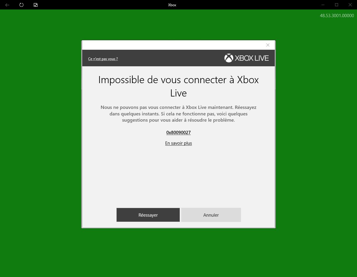 Connexion Impossible Au Xbox Live De Windows 10 Erreur Microsoft Community