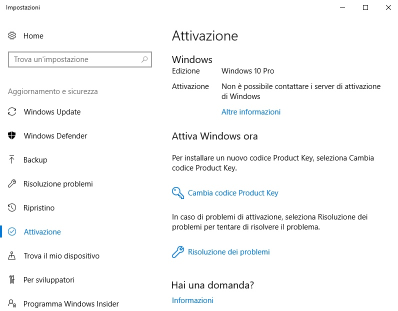 Attivazione Windows 10 pro x64 Build 15063.483 - Microsoft Community