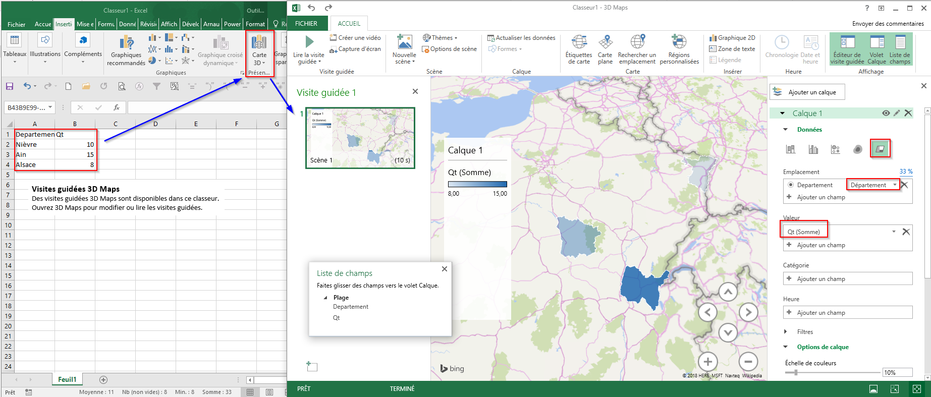 Carte Des Departements Francais En Excel 16 365 Communaute Microsoft