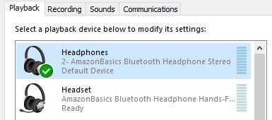 Fix for bluetooth headphones or speaker using hands-free audio when -  Microsoft Community