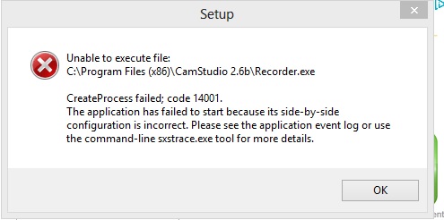 Receiving error message: The application failed to start Receiving error message: The application failed to start