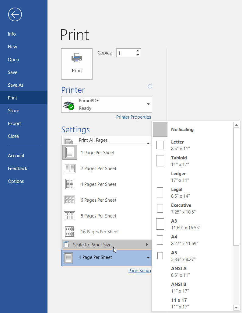 automatic paper scaling in office - Microsoft Community