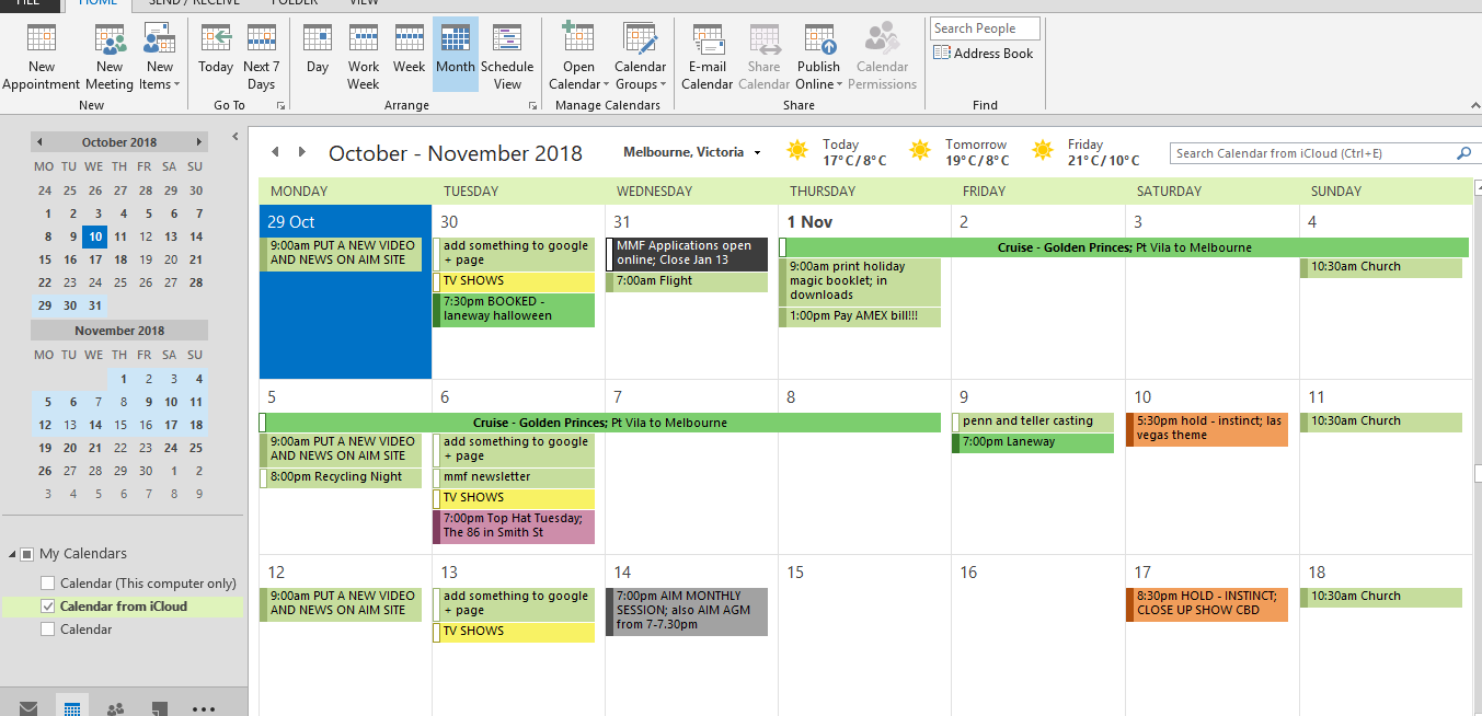 Outlook calendar Customize and Print