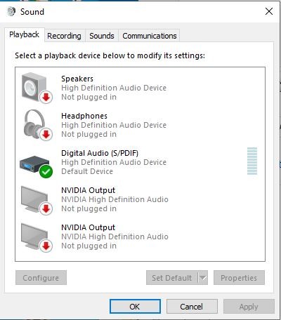 Digital Audio Output S Pdif Failure After Windows Update Microsoft Community