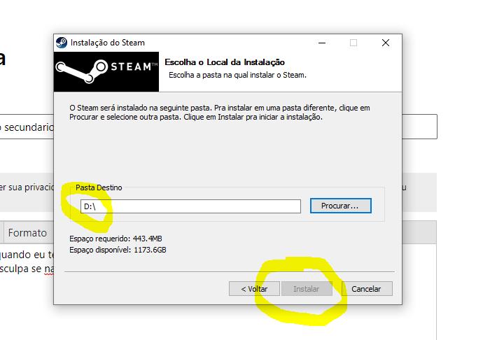 Não consigo instalar o steam. - Microsoft Community