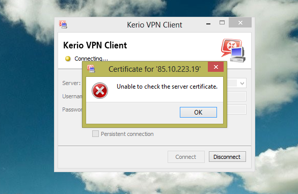 Не удается установить ssl соединение kerio vpn client windows 7