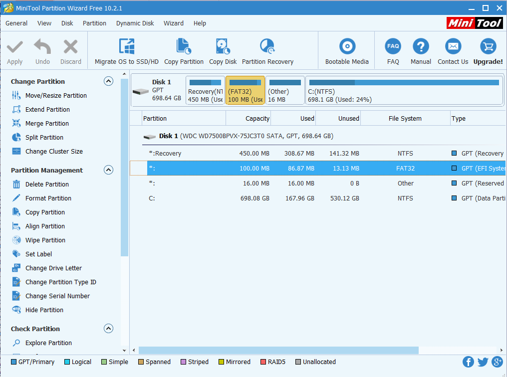 Resize system reserved partition windows 10