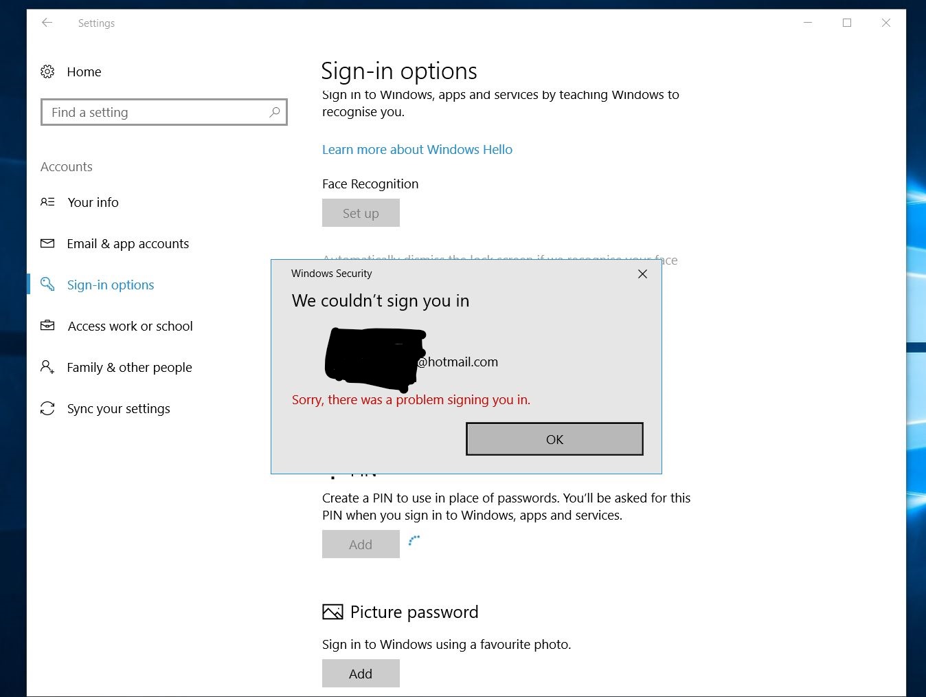 Windows 10 sign-in error - Microsoft Community