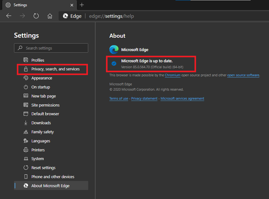 No Privacy & Services in Settings - Microsoft Community