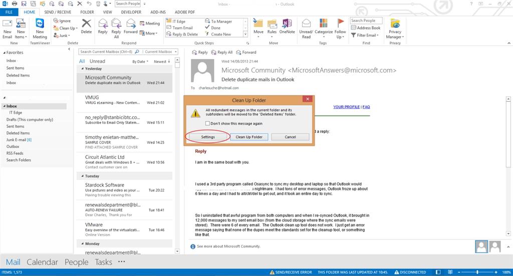 Delete duplicate mails in Outlook - Microsoft Community