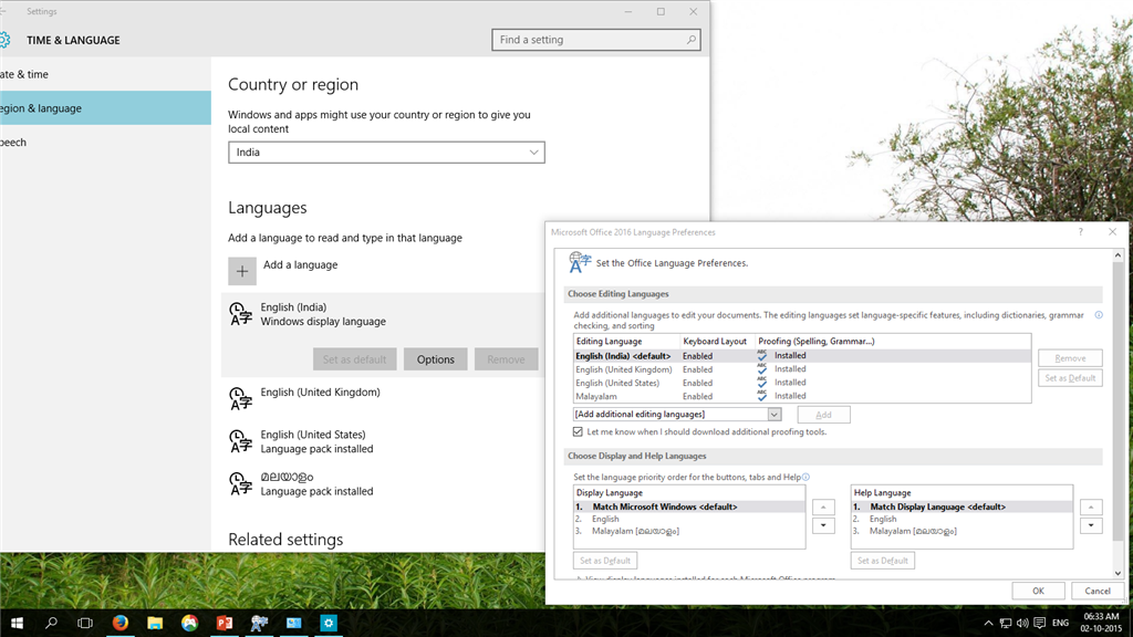 How to change display language shown in microsoft office 2016 tools 