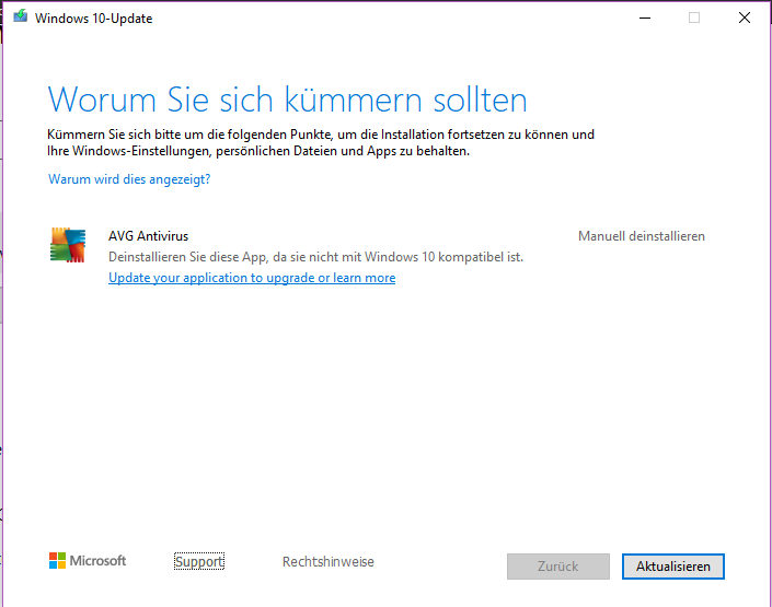 Avg Verhindert Windows 10 Update Microsoft Community