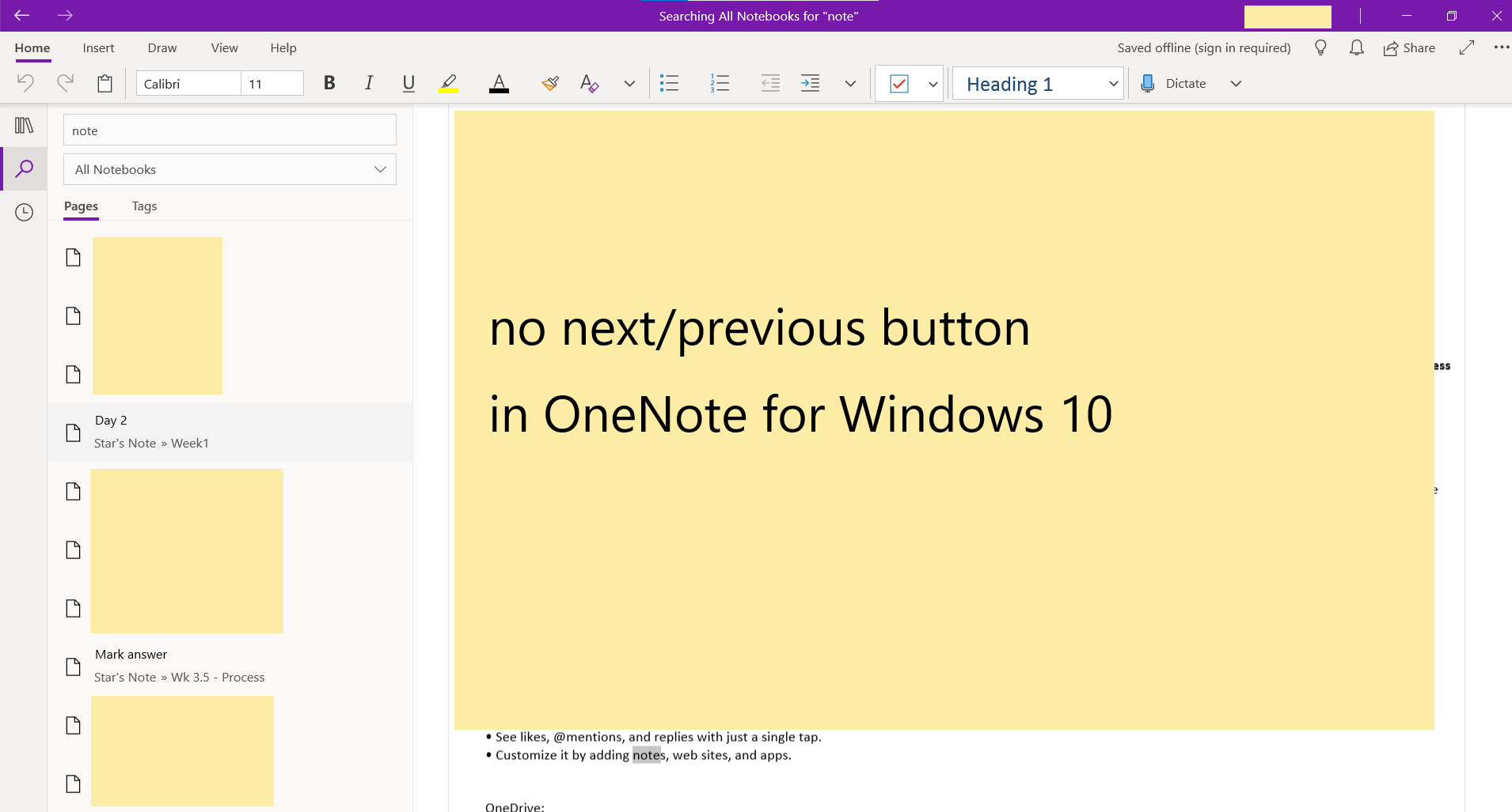 OneNote UWP Search - Button to go to next instance of search term inside  the page? : r/OneNote