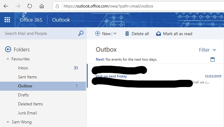 Email stuck in Outbox that can only be seen on Office 365 OWA