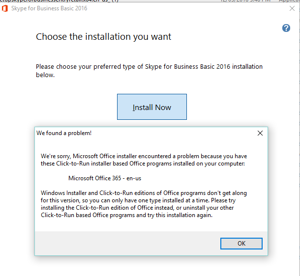 mac skype for business install fail