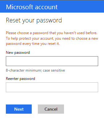 Minimum requirements when creating a password for your account