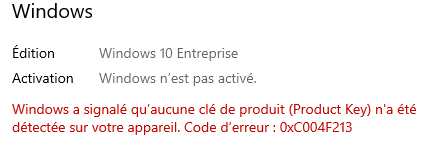 Clé d'activation Windows 10 Famille ne fonctionne pas - Communauté