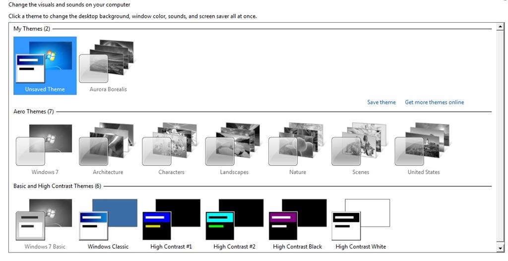 windows 7 desktop themes architecture