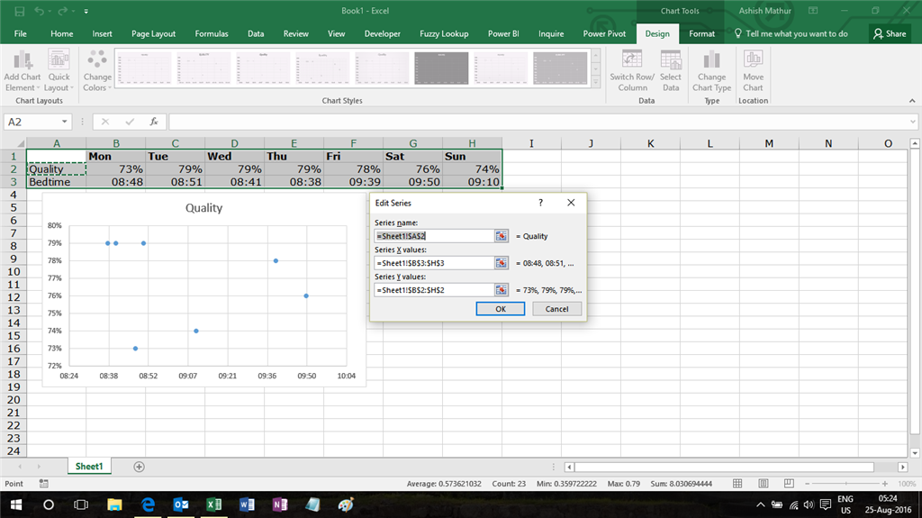 Creating a Scatter Chart with Two Different Data sets (X and Y) and ...