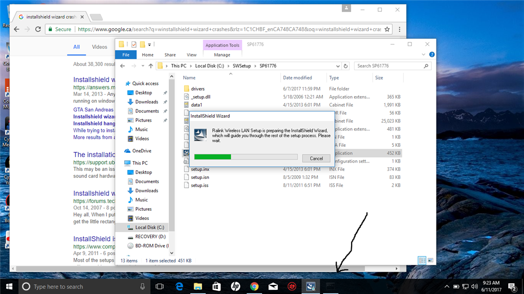 Installshield Wizard Crashes Can T Install Wifi Adapter Microsoft Community