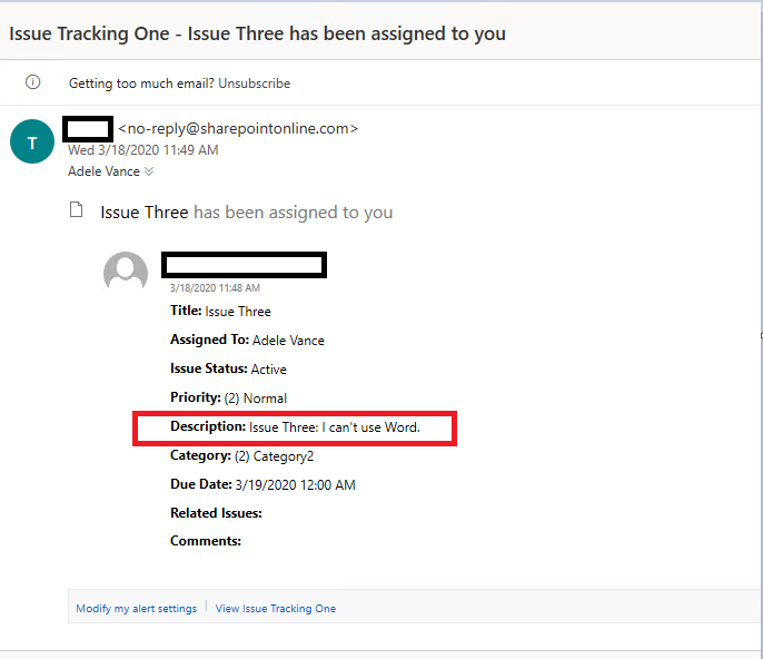 Sharepoint Issue Tracking App: Email Notifications Update - Microsoft ...