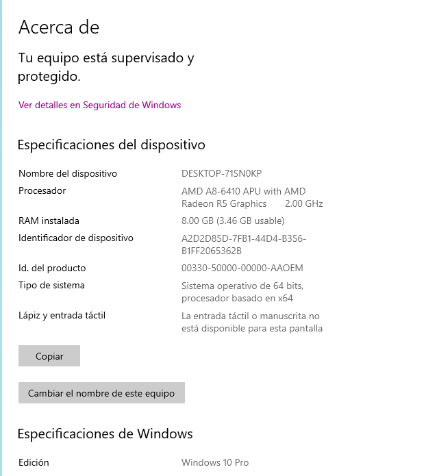 Mi laptop utiliza solamente 3.5GB de los 8GB de RAM que tiene 4.5