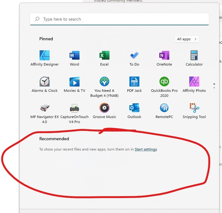 Recommended section in Windows 11 Start Menu - Microsoft Community