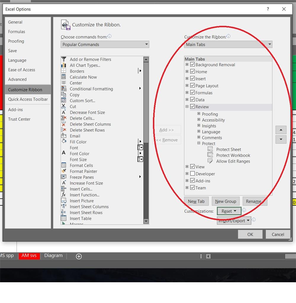 Excel track changes missing
