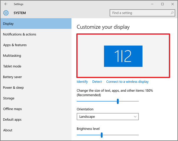 Display settings. Display settings Windows 10.