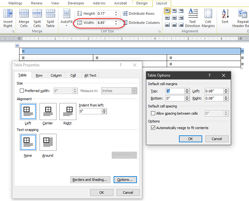 Width Of Tables Created In Word 2010 Changes When Opened In Office 365 Microsoft Community