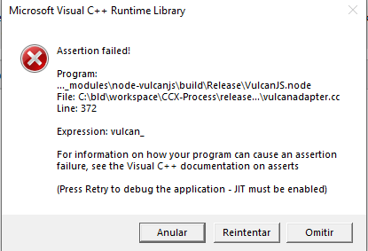 Microsoft Visual C Runtime Library Error Vulcan Microsoft Community