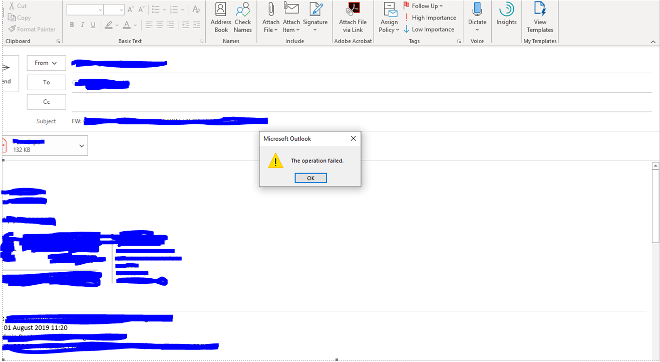 Email Forwarding Issue Outlook Error Message The operation