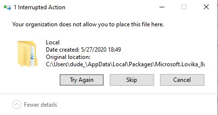Your Organization Does Not Allow You To Place This File Here Microsoft Community