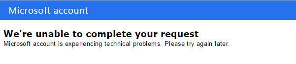 We're unable to complete your request Microsoft account is - Microsoft ...
