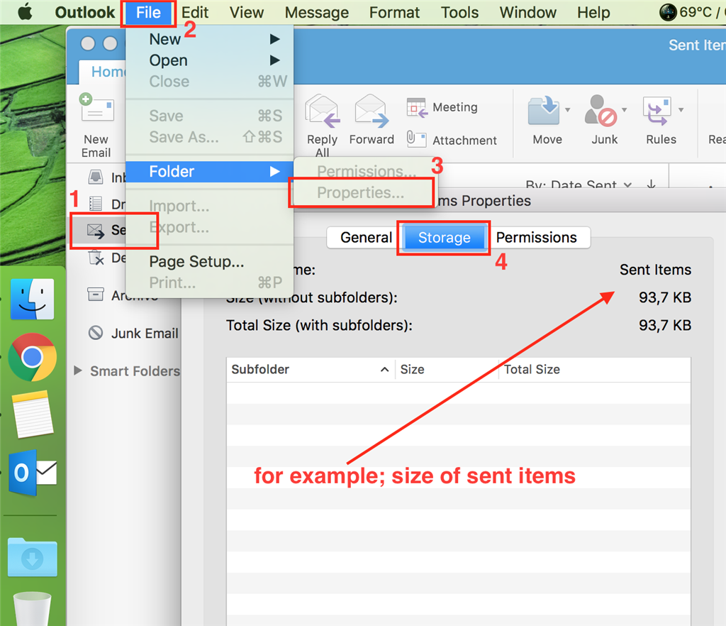 How to find out how large my mailbox is in outlook for mac 2016