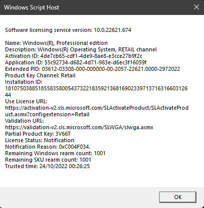 Licence d'activation Windows 10 pro / 11 pro