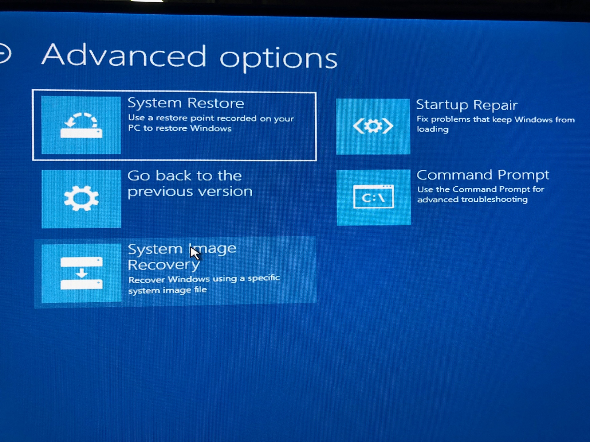 Advanced options. Microsoft Windows Memory Diagnostic лого. Windows Memory Diagnostic преимущества и недостатки. System image Recovery.