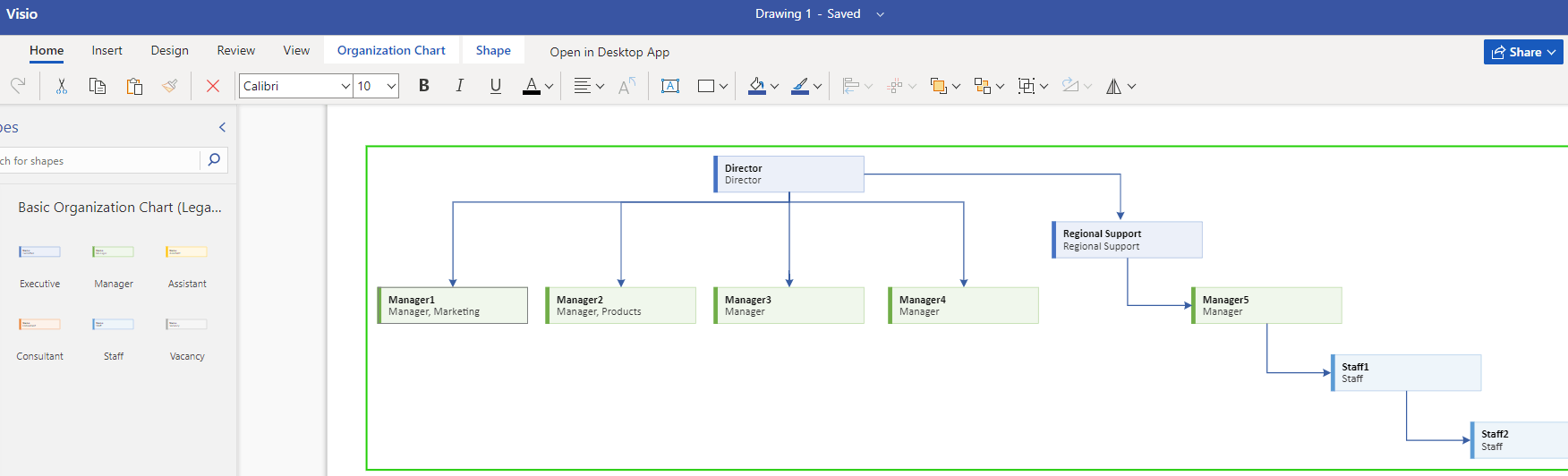 Create org chart in Excel using Visio Data Visualizer add-ins