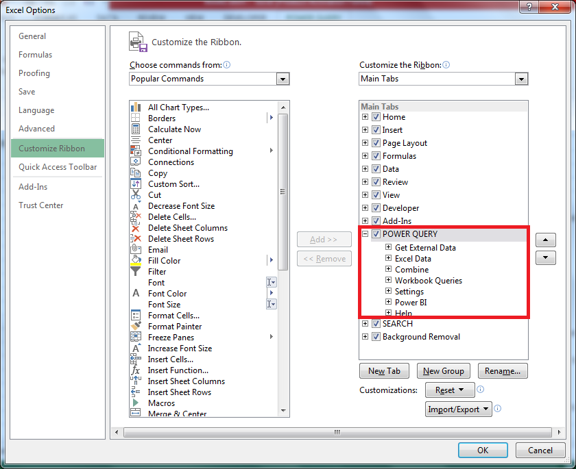 Not able to add Power Query to Ribbon - Microsoft Community