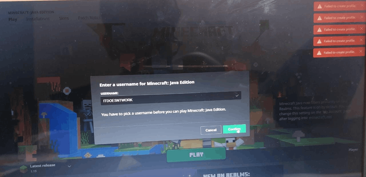 How to fix the failed to create profile error in Minecraft 1.19